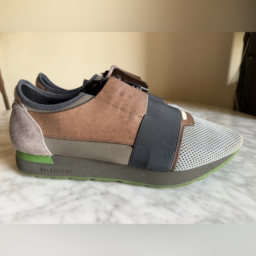 Authentic Balenciaga Leather, Suede & Mesh Race Runner Sneakers Shoes Size 45 - Picture 8 of 15